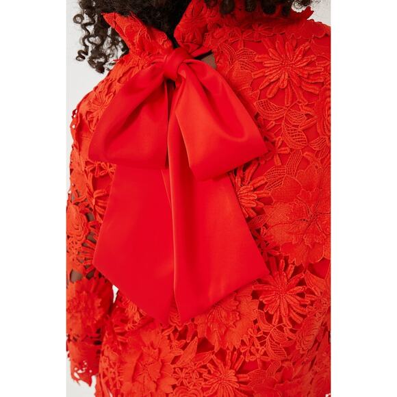 TUCKERNUCK Red Guipure Lace Faye Blouse Size XS NWT Retail $248 Tuckernuck - Picture 5 of 8